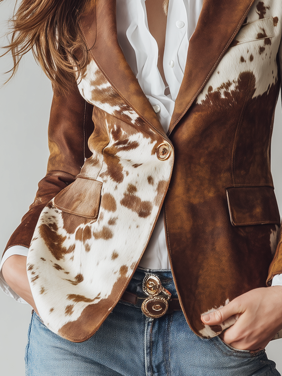 Alessia | Blazer vintage ecorresponsable con estampado de vaca