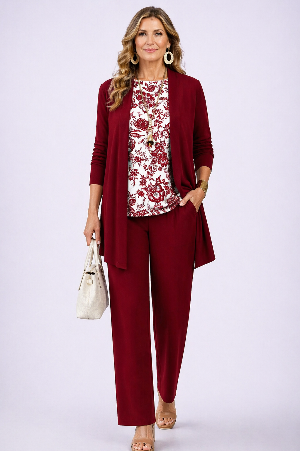 Dhen | Conjunto de Tres Piezas Elegancia Clásica — Rojo intenso