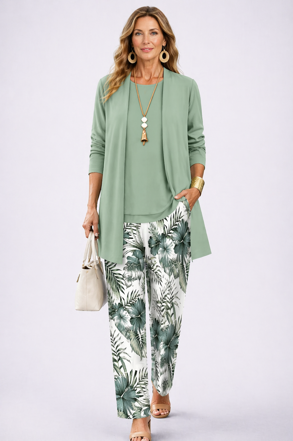 Lorie | Conjunto de Tres Piezas Elegancia Clásica — Verde claro