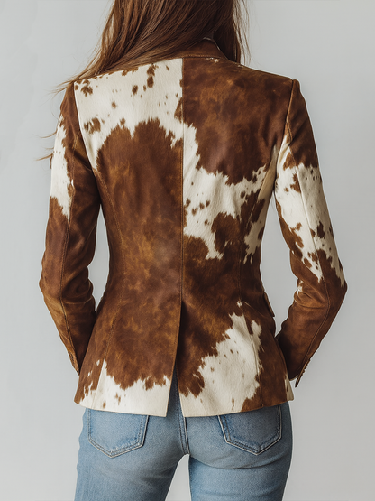 Alessia | Blazer vintage ecorresponsable con estampado de vaca