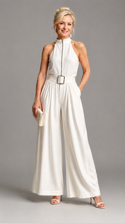 Astrielle | Jumpsuit Elegante de Cuello Alto con Cinturón