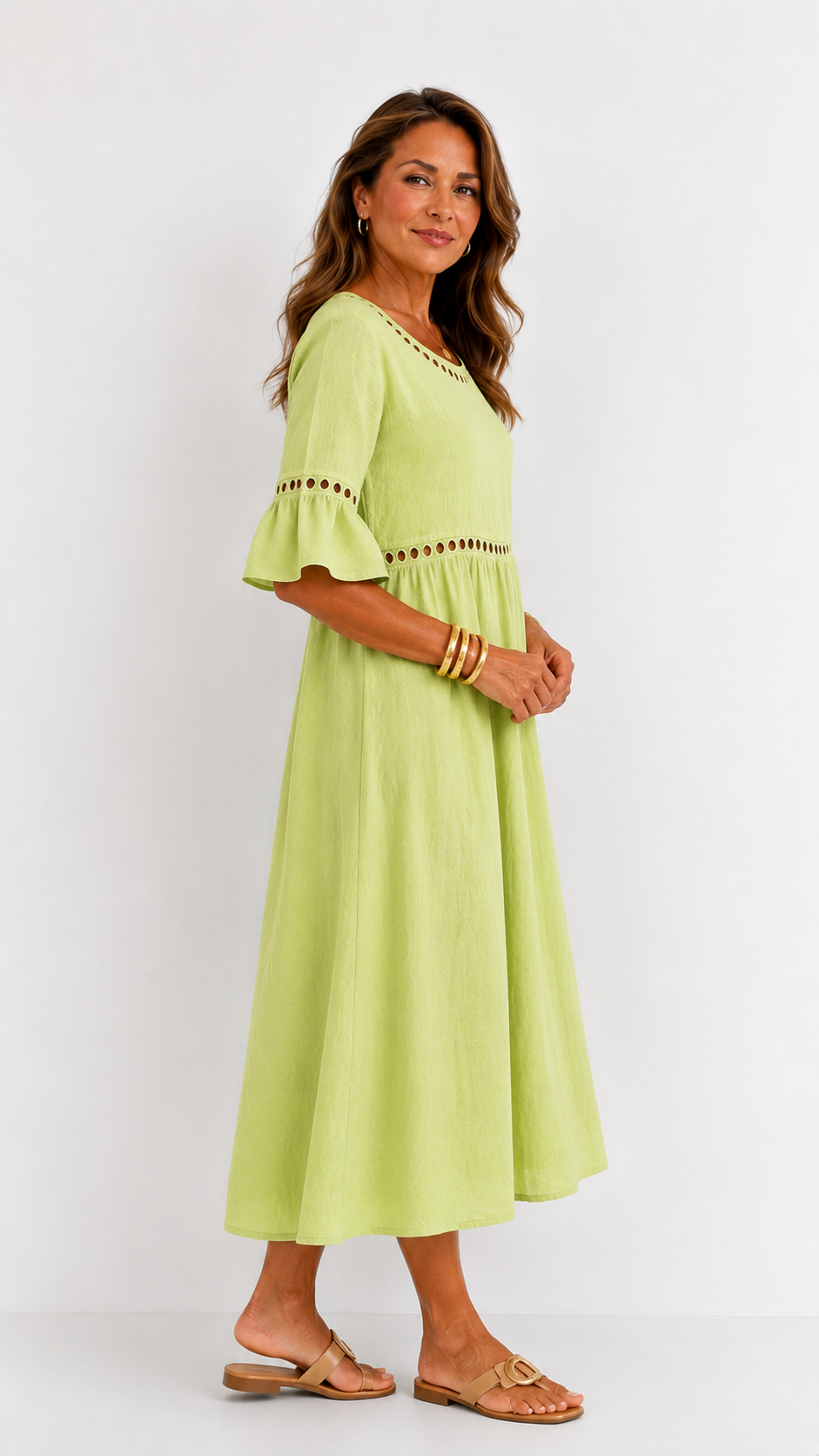 Hélène | Vestido Largo de Lino con Efecto Vientre Plano