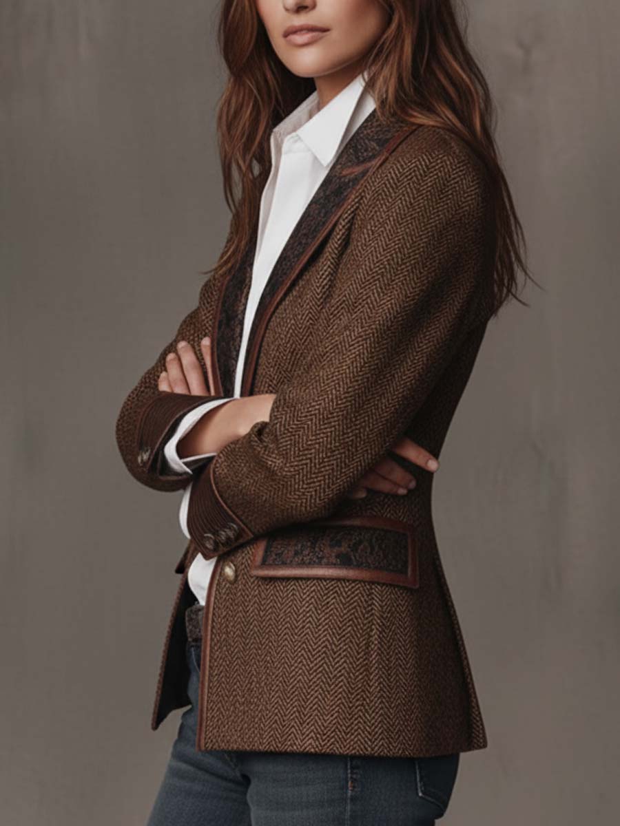 Francesca | Blazer de espiga con detalles estampados