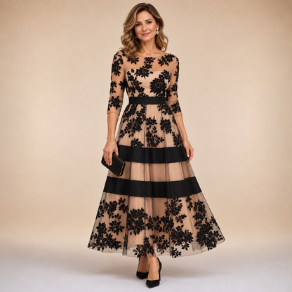 Adeline™ Vestido de fiesta midi con encaje floral