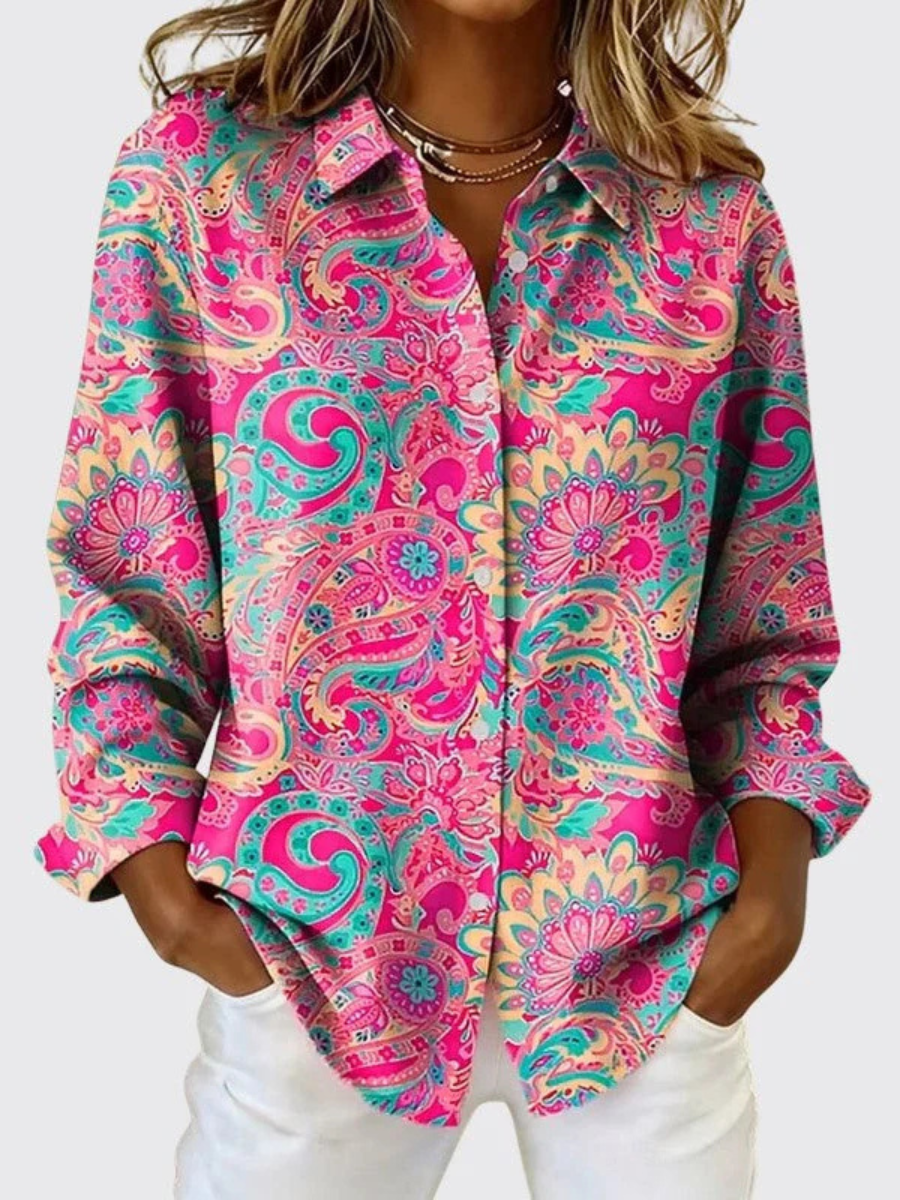 Katarina™ | Blusa de estampado paisley con botones — Rosa