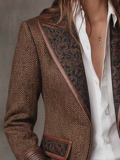 Francesca | Blazer de espiga con detalles estampados
