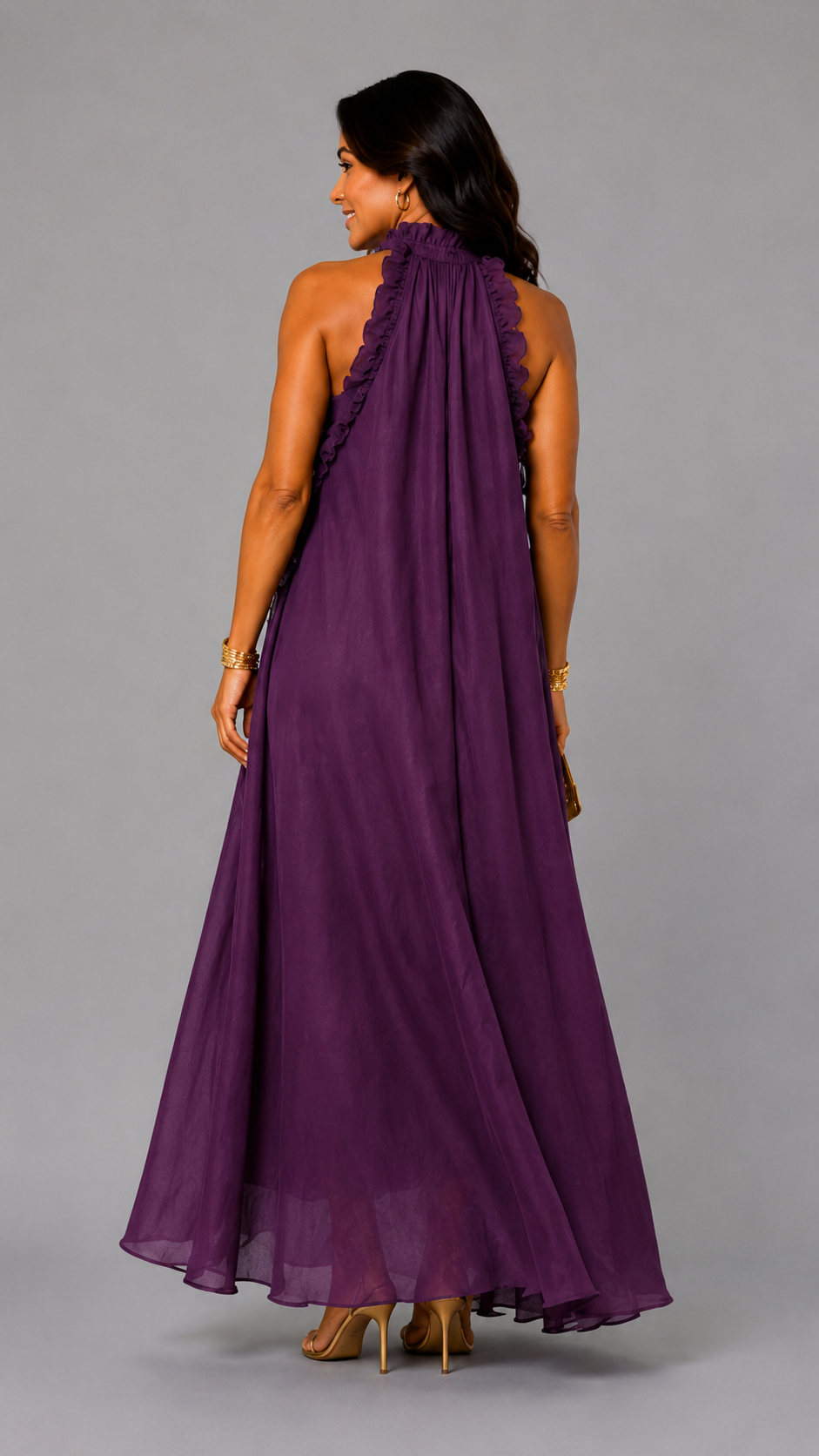 Fernanda | Vestido Largo Sin Mangas de Lino con Volantes Elegantes