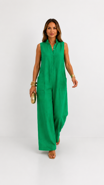 Claire | Jumpsuit Elegante de Lino con Corte Amplio y Cómodo