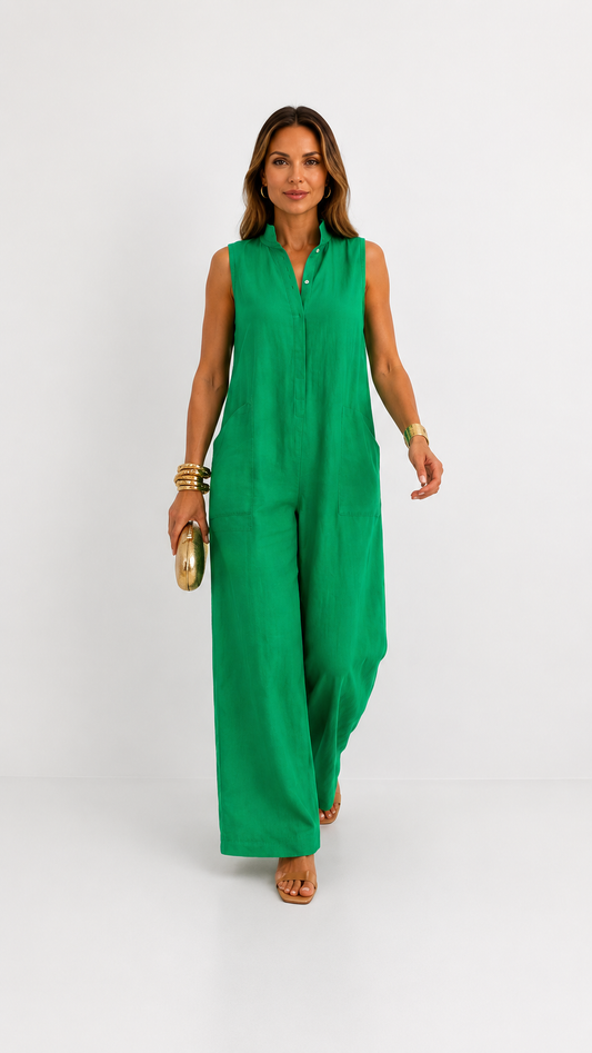 Claire | Jumpsuit Elegante de Lino con Corte Amplio y Cómodo