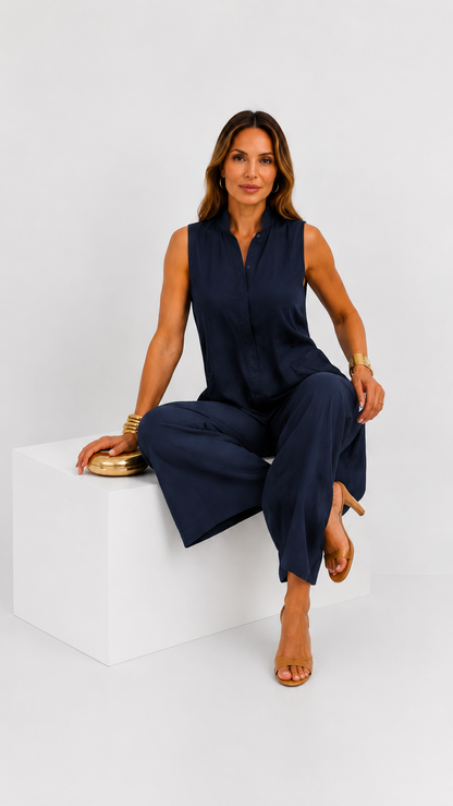 Claire | Jumpsuit Elegante de Lino con Corte Amplio y Cómodo