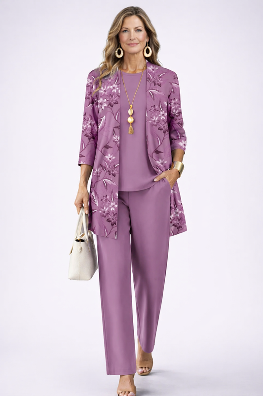 Paula | Conjunto de Tres Piezas Elegancia Clásica — Violeta