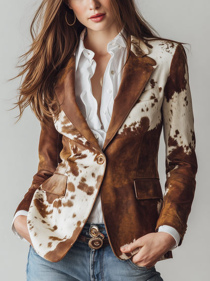 Alessia | Blazer vintage ecorresponsable con estampado de vaca