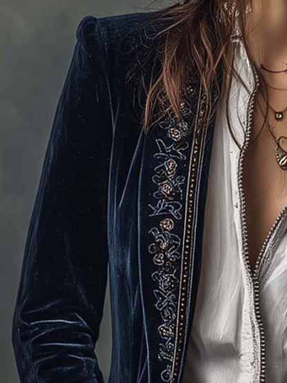 Chiara | Chaqueta larga bordada de estilo vintage