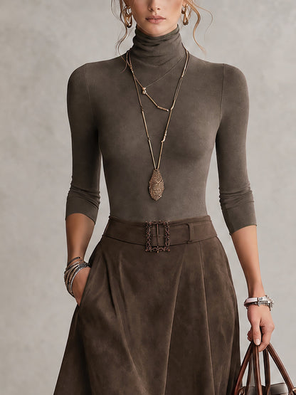 VALENTINA | Conjunto Elegante de Cuello Alto y Falda Asimétrica
