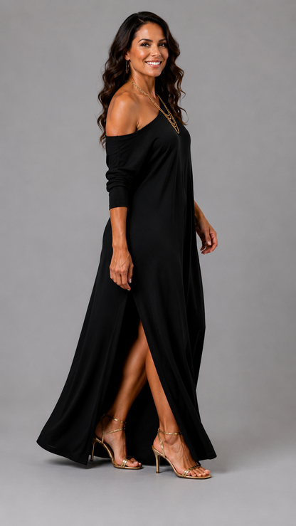 Asterelle | Vestido Midi Elegante con Abertura Lateral