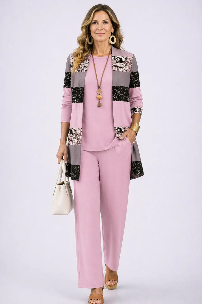 Jenilyn | Conjunto de Tres Piezas Elegancia Clásica — Rosa