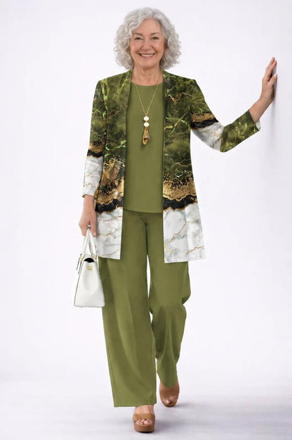 Jenilyn | Conjunto de Tres Piezas Elegancia Clásica — Verde oliva