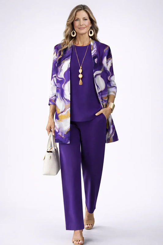 Marga | Conjunto de Tres Piezas Elegancia Clásica — Violeta