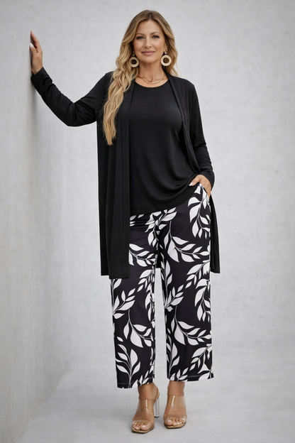 Polly | Conjunto de Tres Piezas Elegancia Clásica — Blanco y negro