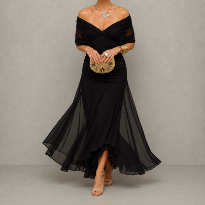 Émilie | Vestido de fiesta drapeado con escote en V