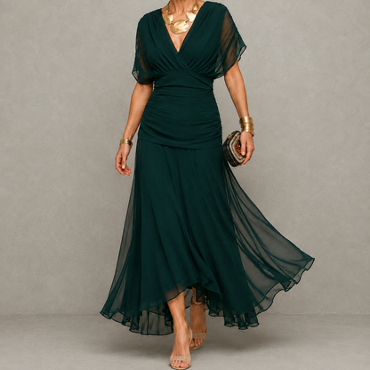 Émilie | Vestido de fiesta drapeado con escote en V