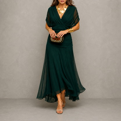 Émilie | Vestido de fiesta drapeado con escote en V