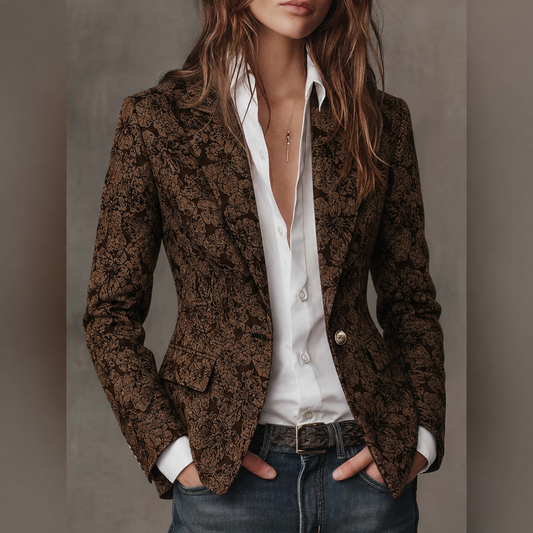 Loretta | Blazer entallado de cachemira con diseño jacquard