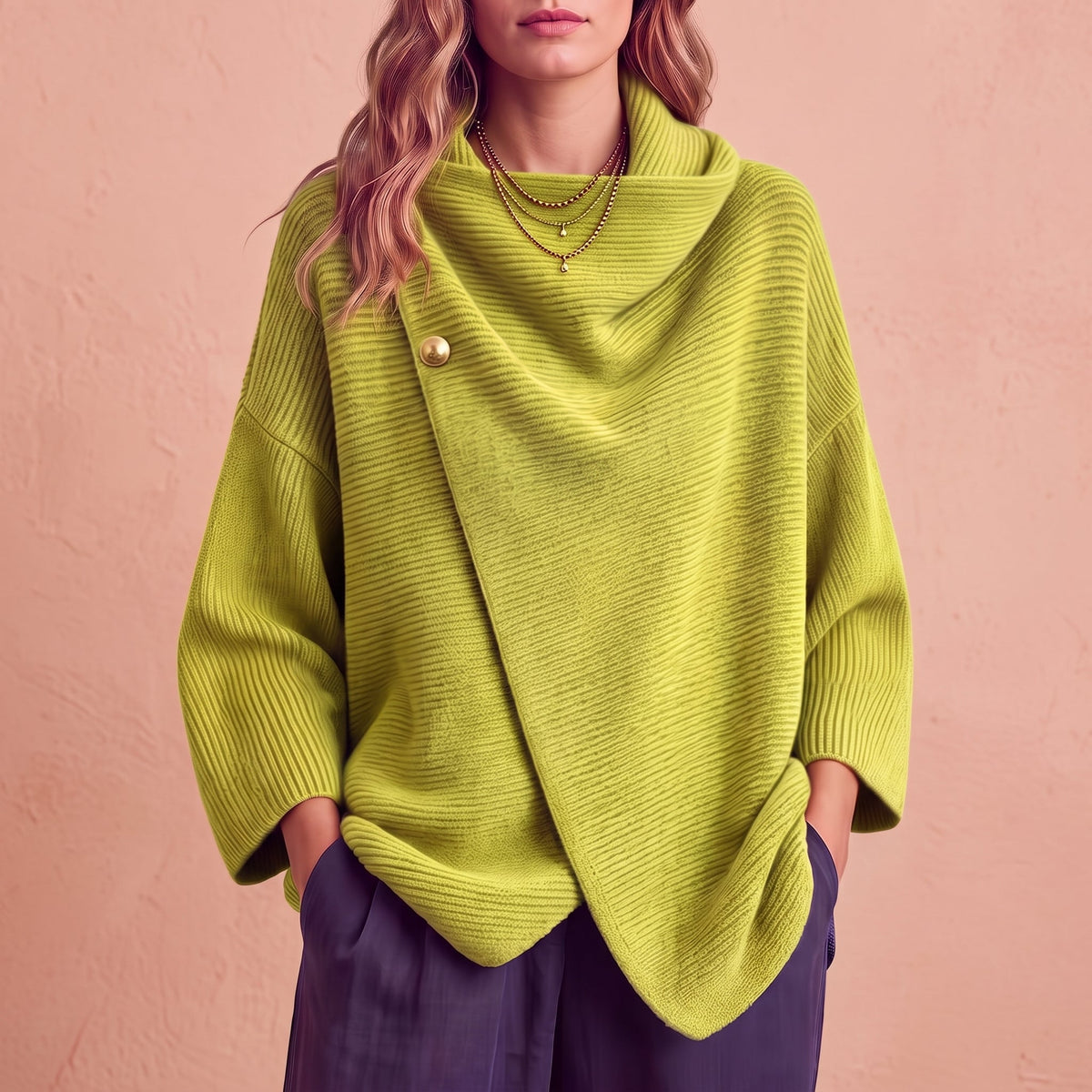 Colette | Jersey de punto asimétrico con botones