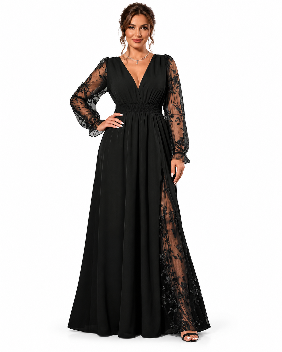 Vestido Celeste – Elegancia Romántica con Encaje