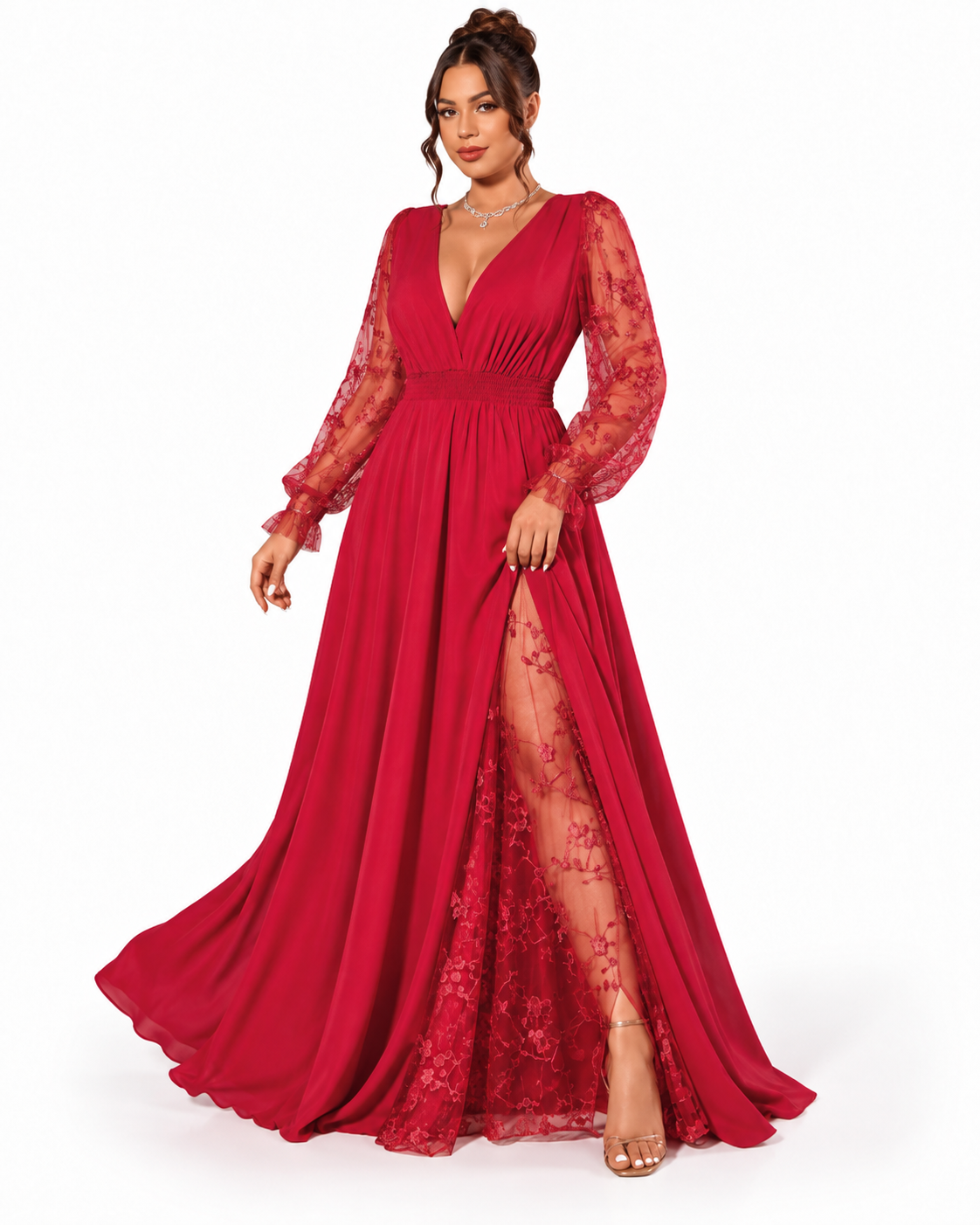 Vestido Celeste – Elegancia Romántica con Encaje