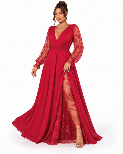 Vestido Celeste – Elegancia Romántica con Encaje