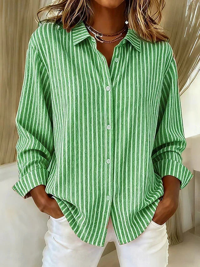 Jacqueline™ | Camisa de rayas con botones — Verde