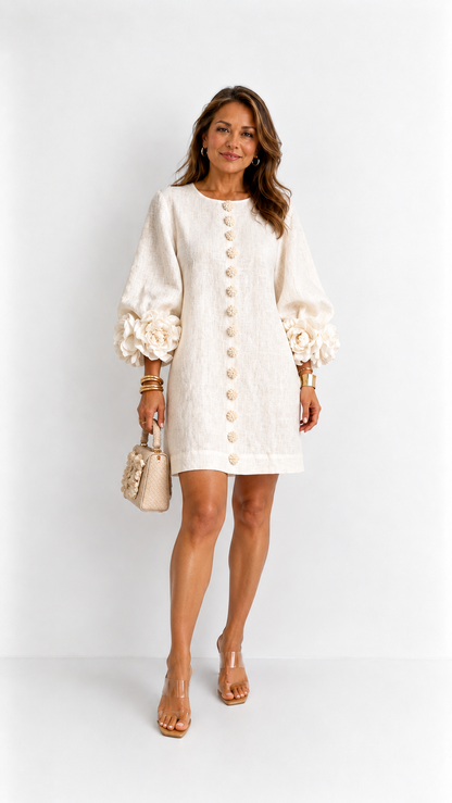 Amara | Vestido corto elegante con botones florales