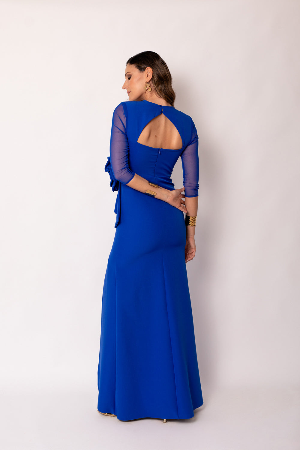 Vestido largo maxi flor azul