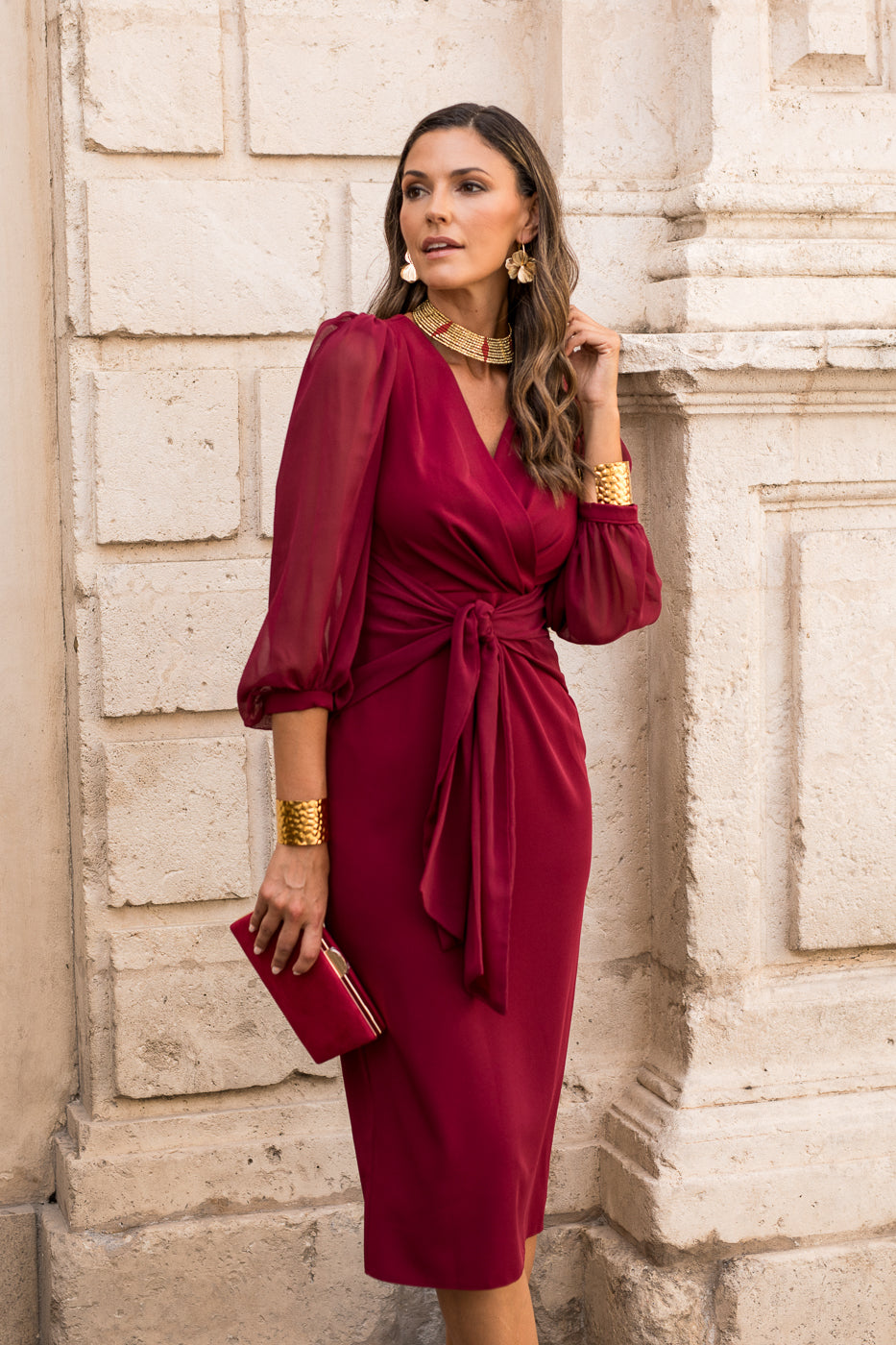 Vestido midi maxi lazada en cintura