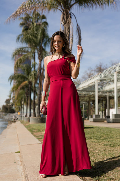Vestido  largo asimétrico doble tirante