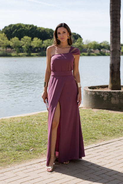 Vestido  largo asimétrico doble tirante