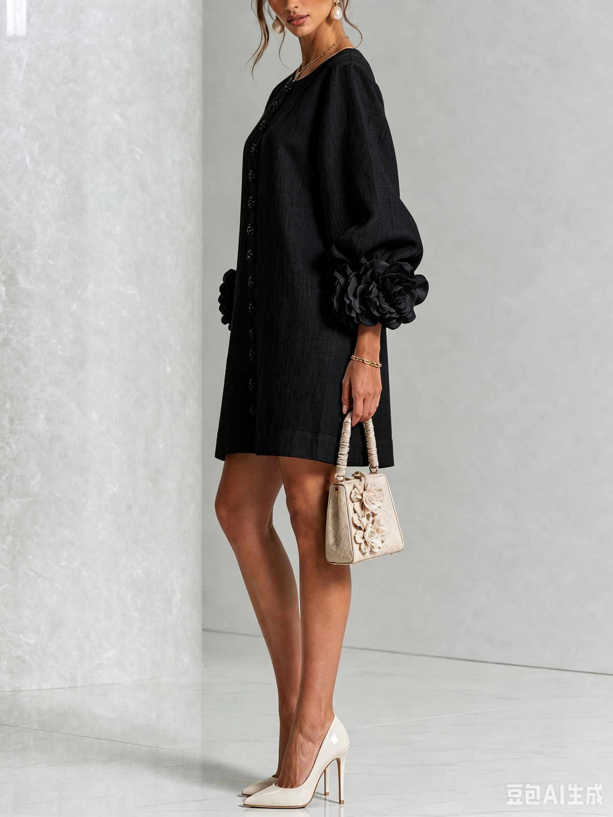Amara | Vestido corto elegante con botones florales