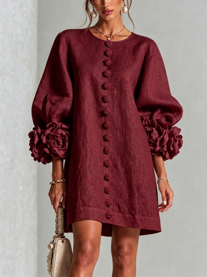 Amara | Vestido corto elegante con botones florales