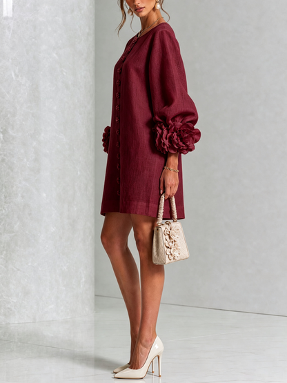 Amara | Vestido corto elegante con botones florales