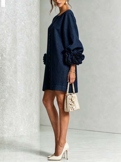 Amara | Vestido corto elegante con botones florales