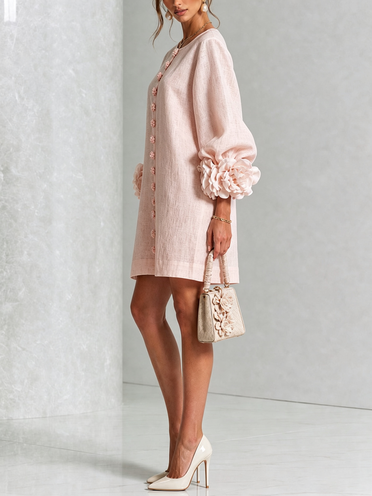 Amara | Vestido corto elegante con botones florales