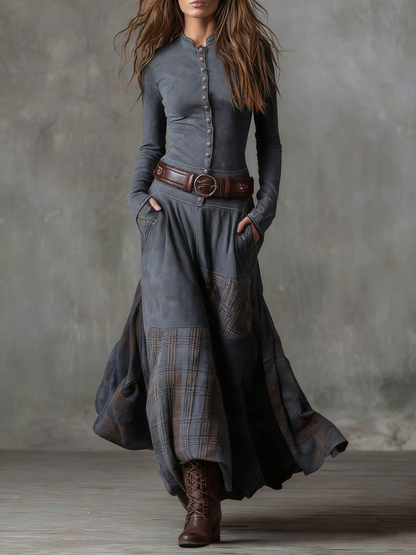 Élise | Vestido largo de antelina con cinturón