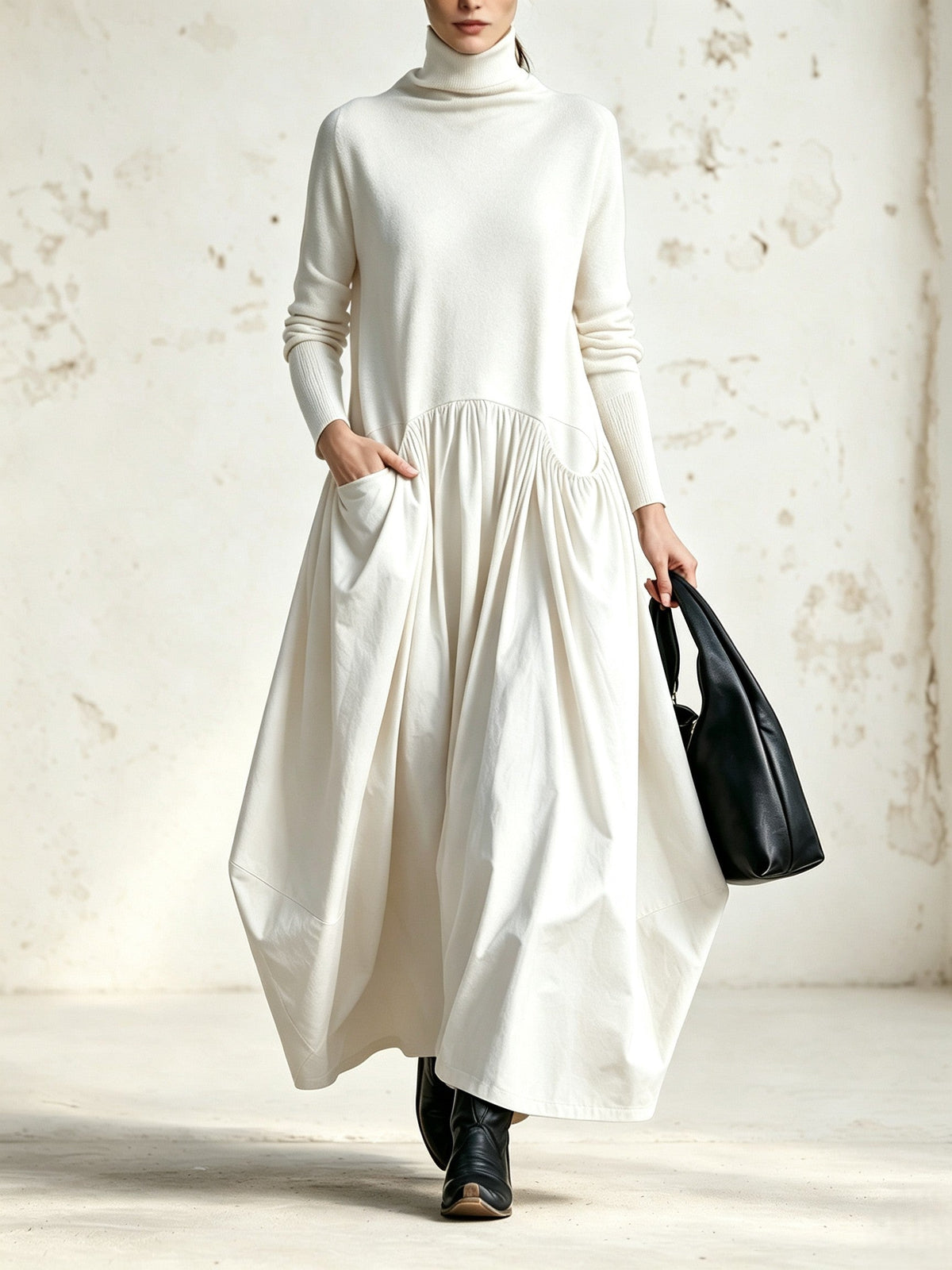Odette | Vestido largo holgado con cuello alto