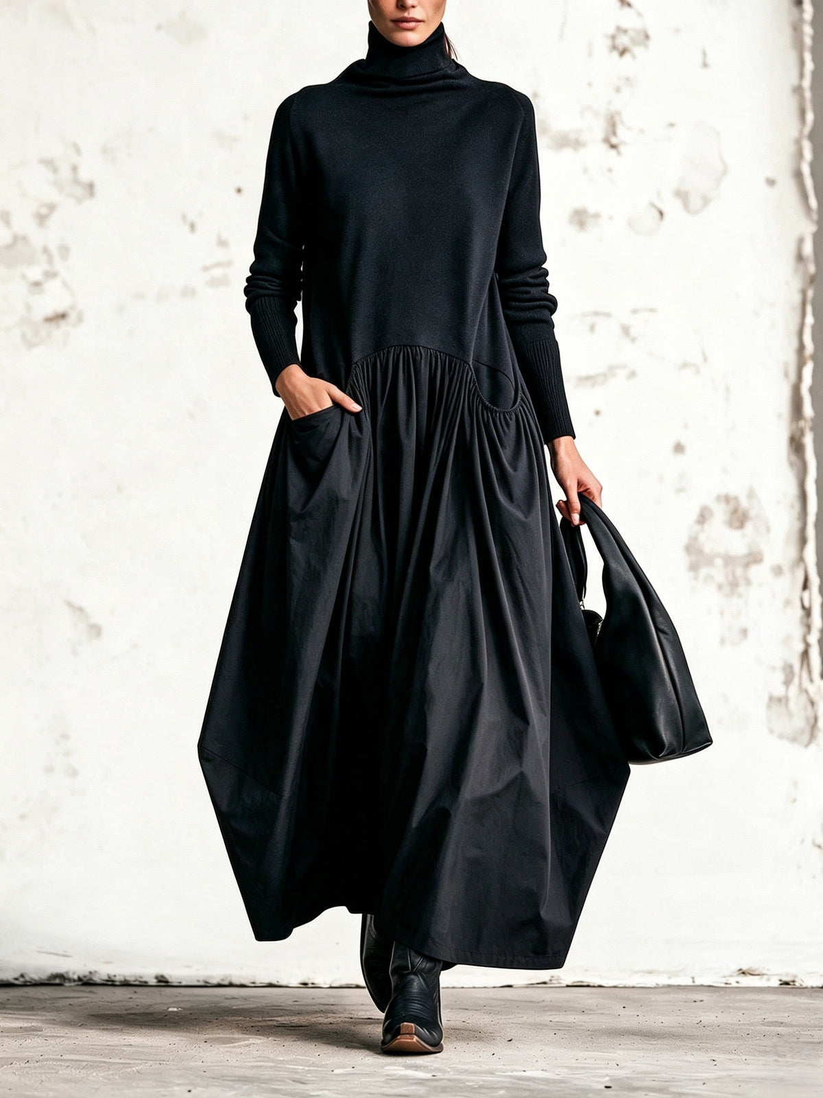 Odette | Vestido largo holgado con cuello alto