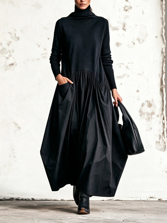 Odette | Vestido largo holgado con cuello alto