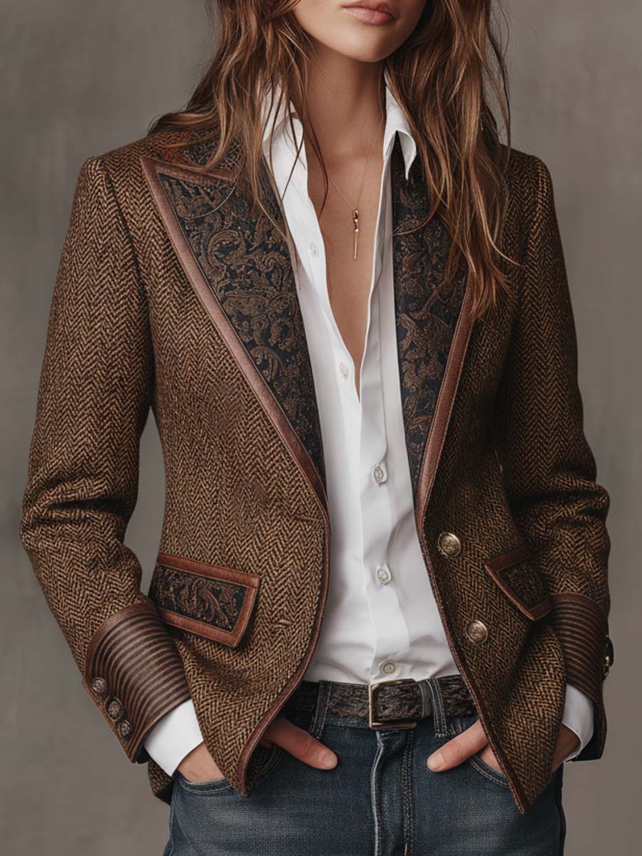 Francesca | Blazer de espiga con detalles estampados