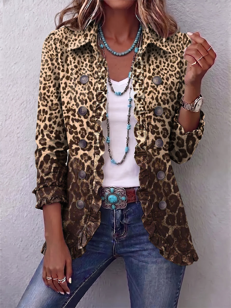 Berta | Chaqueta de leopardo con volantes