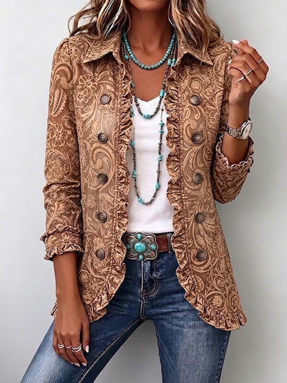 Celestina | Chaqueta floral de estilo vintage con volantes