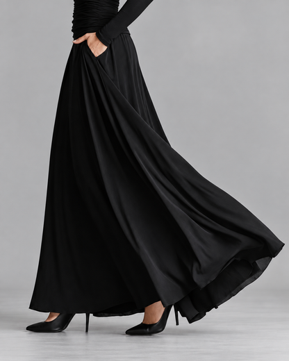 Celeste | Vestido largo de manga larga con bolsillos